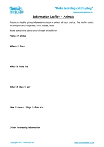 Worksheets for kids - Information-Leaflet-animals